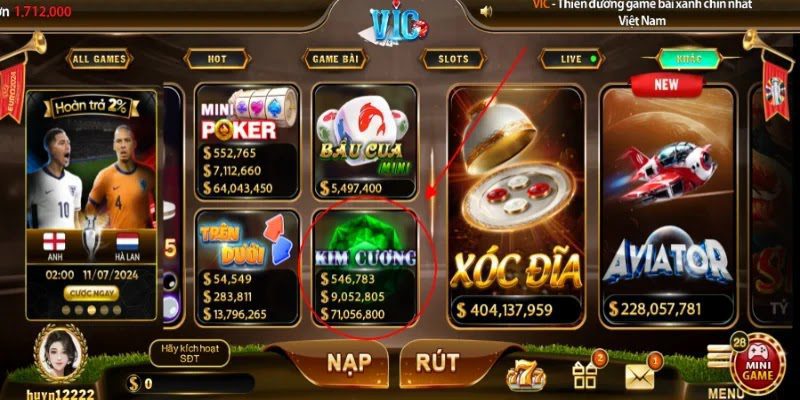 Kim Cương Vic Club - Tựa Game Ăn Tiền Đẳng Cấp